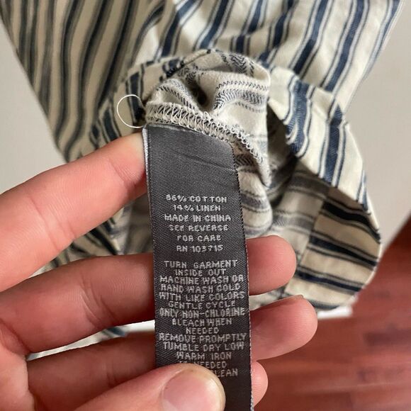 Sharagano Asymmetrical Button Striped Dress Blue Ivory Womens 10 Preppy Ret $119 - Picture 8 of 13